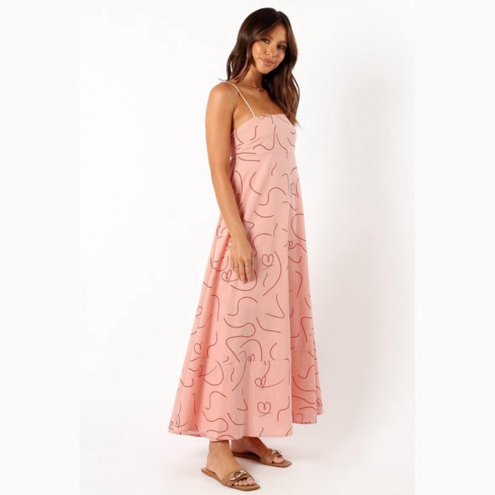 Petal & pup heart print linen style maxi dress nwot - Picture 2 of 5